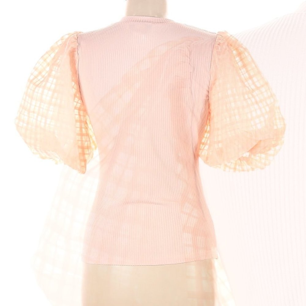 Flying Tomato pink short sleeve sweater w/statement sleeves, women's size medium - Picture 2 of 9